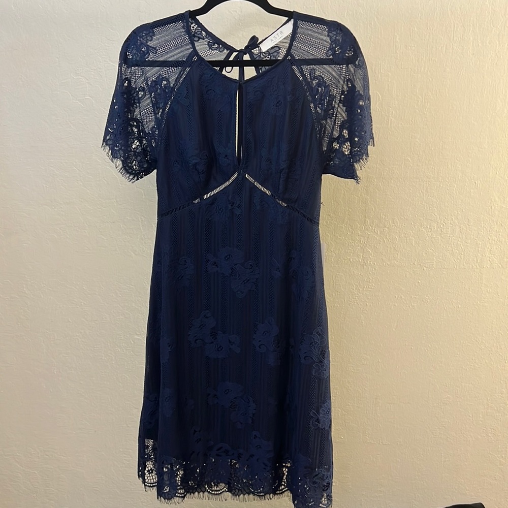 ASTR navy blue lace dress with sleeves